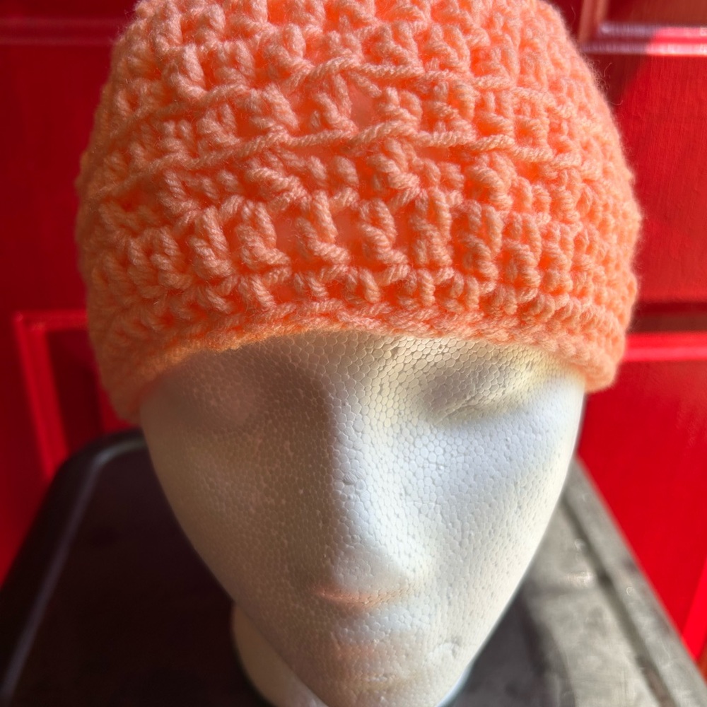 Vibrant Orange Crochet Beanie